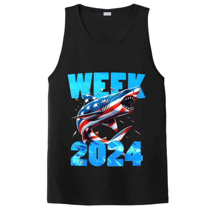 Shark 2024 Week Passion For Shark Usa America Flag Performance Tank