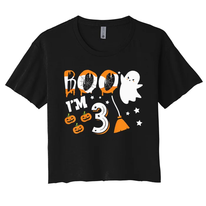 Spooky 3rd Birthday Costume for Halloween Celebration Women's Crop Top Tee