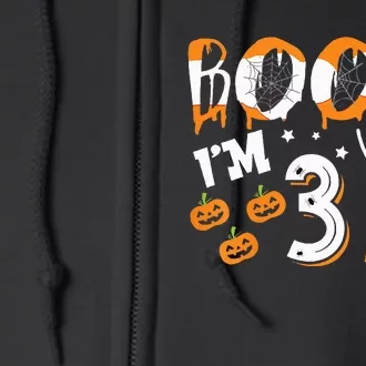 Spooky 3rd Birthday Costume for Halloween Celebration Full Zip Hoodie