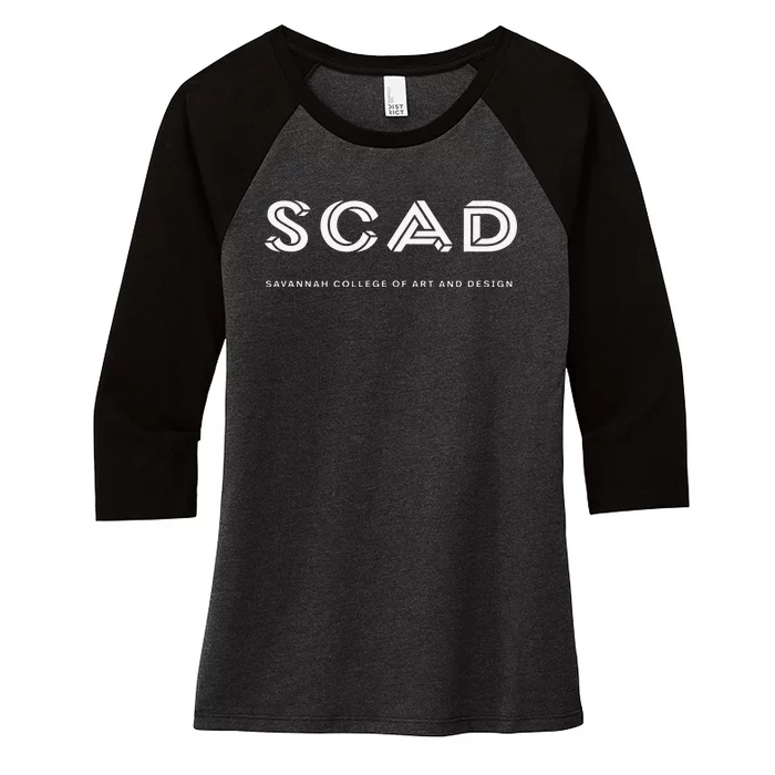 SCAD 3D M.C. Escher Style College Women's Tri-Blend 3/4-Sleeve Raglan Shirt