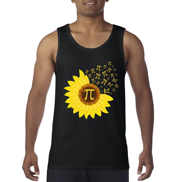 Sunflower 3,14 Pi Number Symbol 100th day of School Math Tank Top