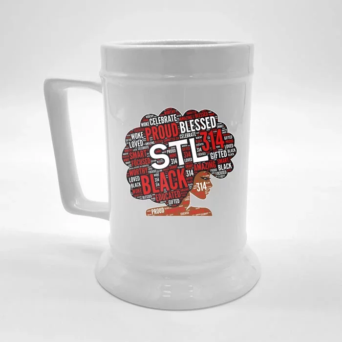 Stl 314 St Louis Missouri Black Woman Afro Front & Back Beer Stein