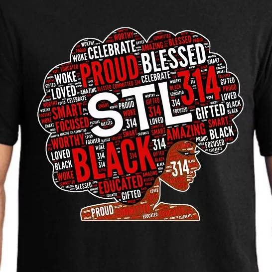 Stl 314 St. Louis Missouri Black Woman Afro Pajama Set