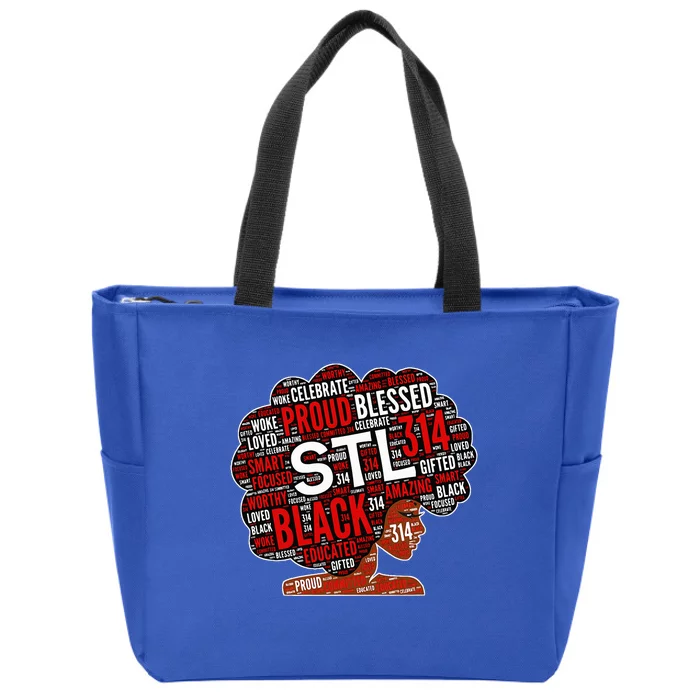 Stl 314 St. Louis Missouri Black Woman Afro Zip Tote Bag