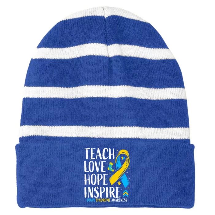 Socks 321 Trisomy Down Syndrome Striped Beanie with Solid Band