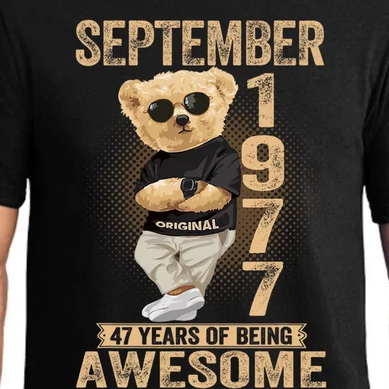 September 47th Birthday 1977 Awesome Teddy Bear Pajama Set