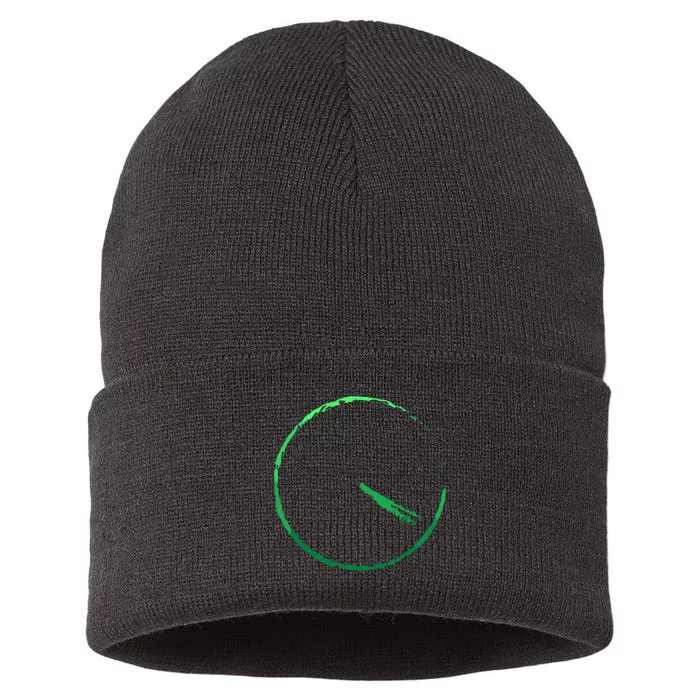 Subtle 420 Minimalistic Green Gradient Clock Print Sustainable Knit Beanie