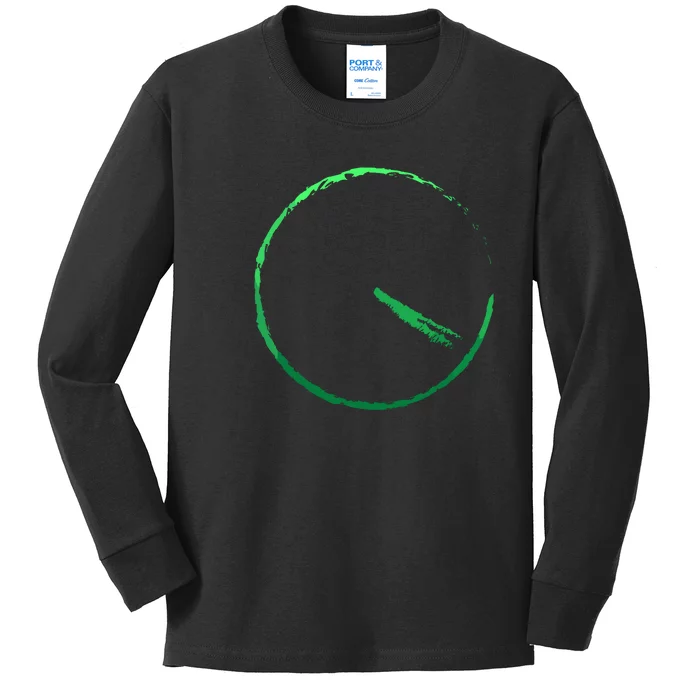 Subtle 420 Minimalistic Green Gradient Clock Print Kids Long Sleeve Shirt