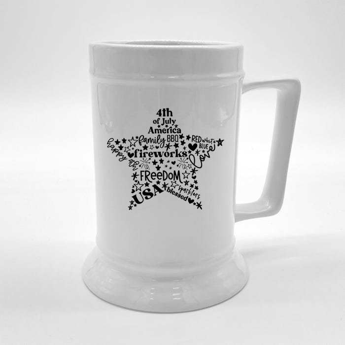 Star 4th Of July Independence Day America Patriotic Fourth Of July Funny Front & Back Beer Stein