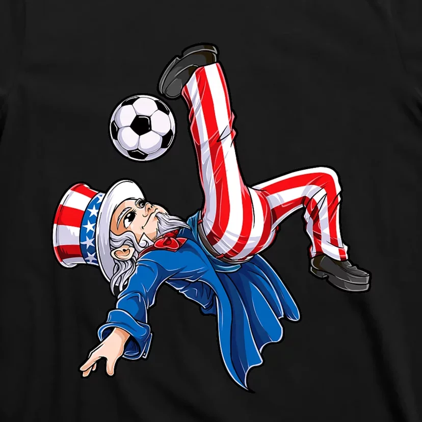 Soccer 4th Of July Uncle Sam American Flag T-Shirt