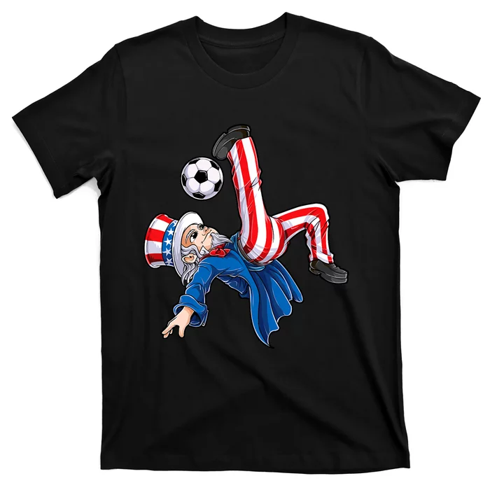 Soccer 4th Of July Uncle Sam American Flag T-Shirt