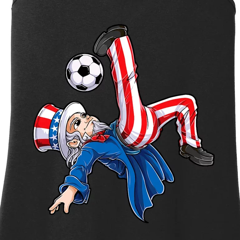 Soccer 4th Of July Uncle Sam American Flag Ladies Essential Tank