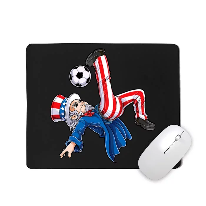 Soccer 4th Of July Uncle Sam American Flag Mousepad