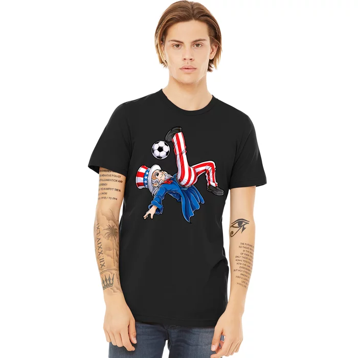 Soccer 4th Of July Uncle Sam American Flag Premium T-Shirt