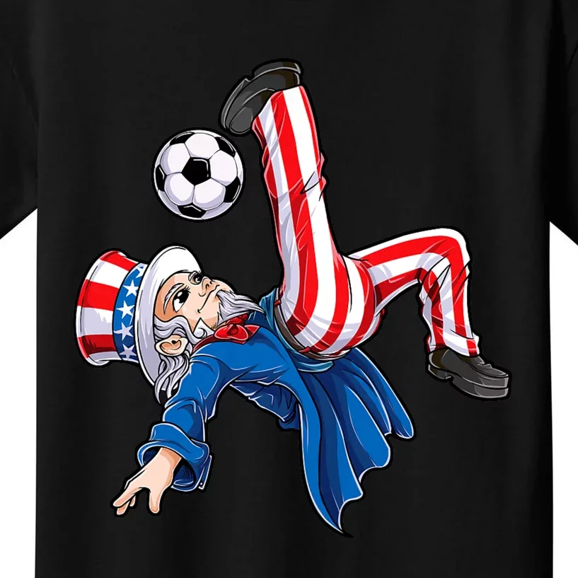 Soccer 4th Of July Uncle Sam American Flag Kids T-Shirt