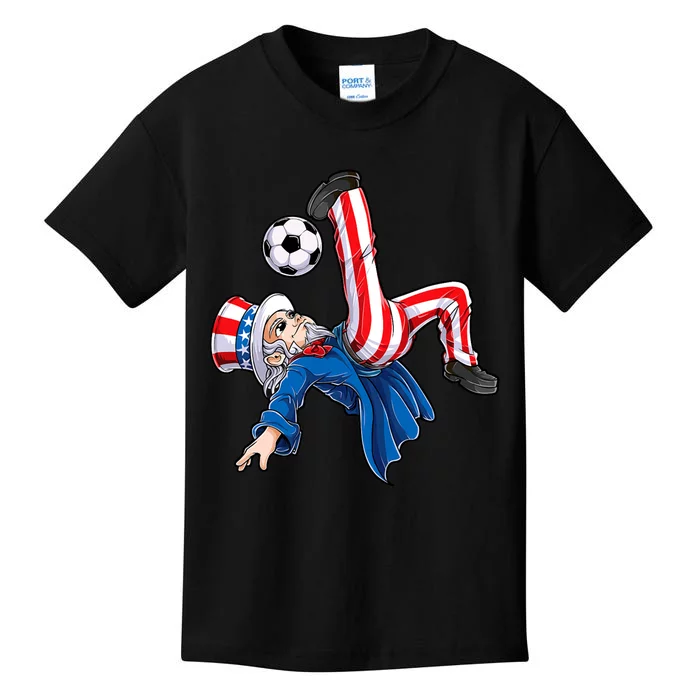 Soccer 4th Of July Uncle Sam American Flag Kids T-Shirt