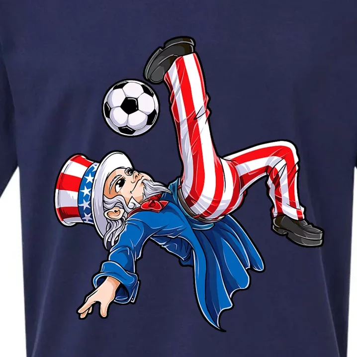 Soccer 4th Of July Uncle Sam American Flag Sueded Cloud Jersey T-Shirt