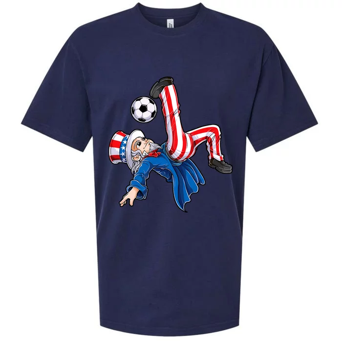 Soccer 4th Of July Uncle Sam American Flag Sueded Cloud Jersey T-Shirt