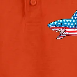 Shark 4th Of July American Flag Jawsome Gift Dry Zone Grid Performance Polo