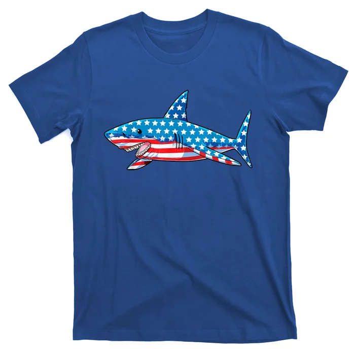 Shark 4th Of July American Flag Jawsome Gift T-Shirt