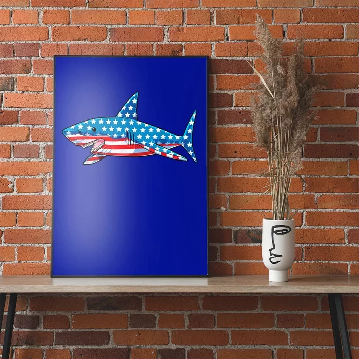 Shark 4th Of July American Flag Jawsome Gift Poster