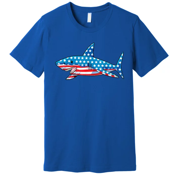 Shark 4th Of July American Flag Jawsome Gift Premium T-Shirt