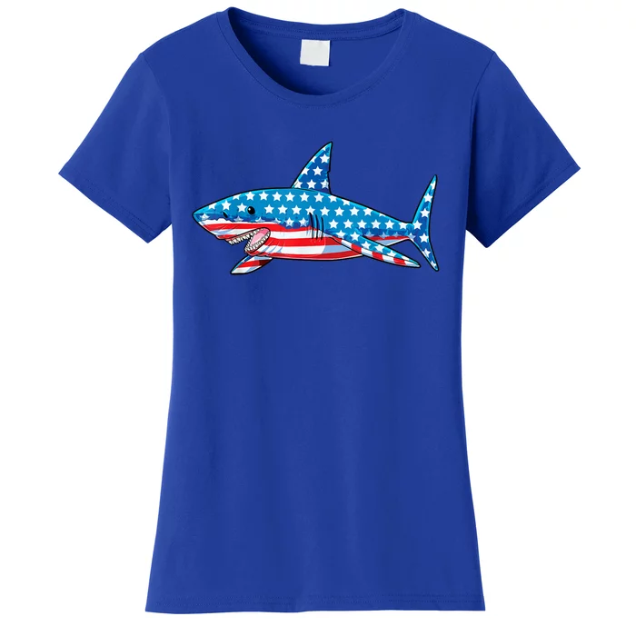 Shark 4th Of July American Flag Jawsome Gift Women's T-Shirt