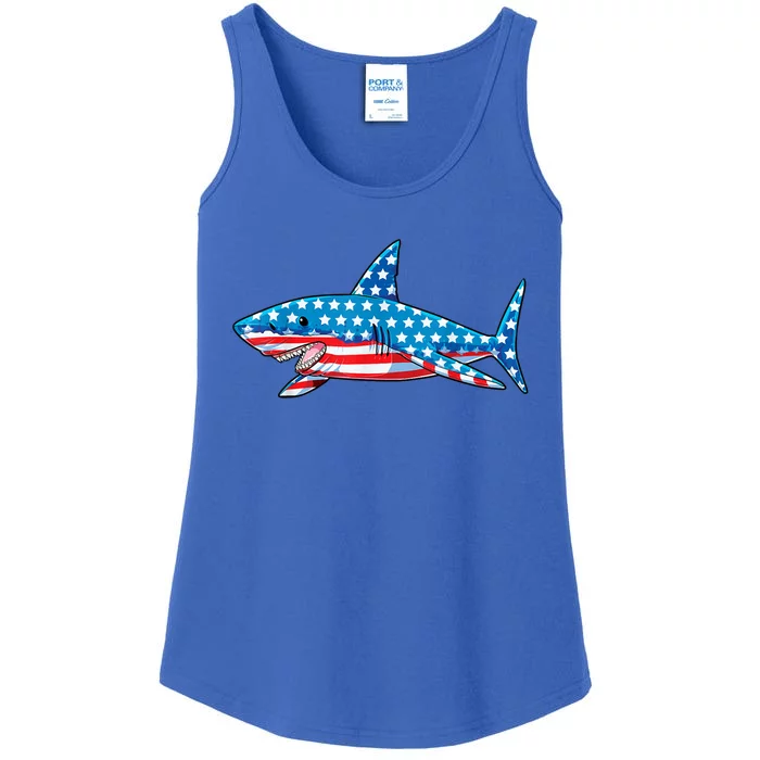 Shark 4th Of July American Flag Jawsome Gift Ladies Essential Tank