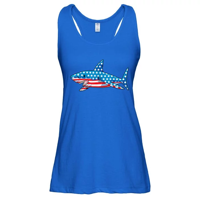 Shark 4th Of July American Flag Jawsome Gift Ladies Essential Flowy Tank