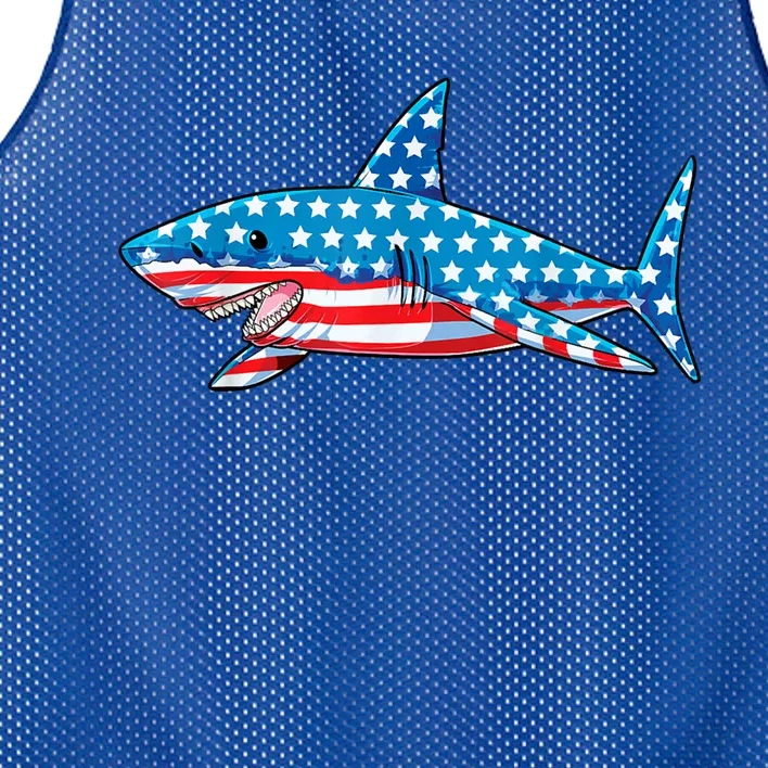 Shark 4th Of July American Flag Jawsome Gift Mesh Reversible Basketball Jersey Tank