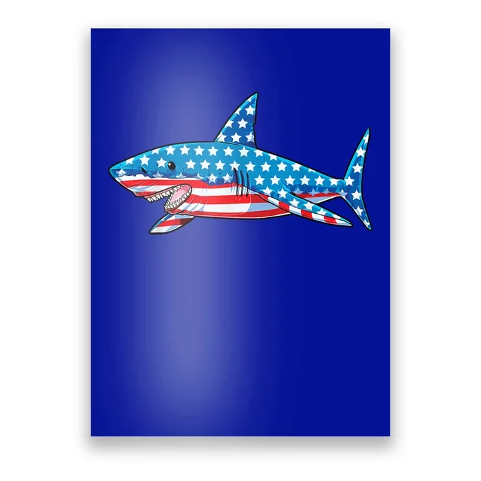 Shark 4th Of July American Flag Jawsome Gift Poster