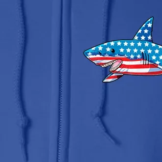 Shark 4th Of July American Flag Jawsome Gift Full Zip Hoodie