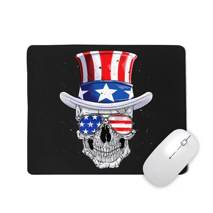 Skull 4th of July T shirt Uncle Sam American Flag Mousepad