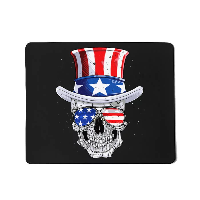 Skull 4th of July T shirt Uncle Sam American Flag Mousepad