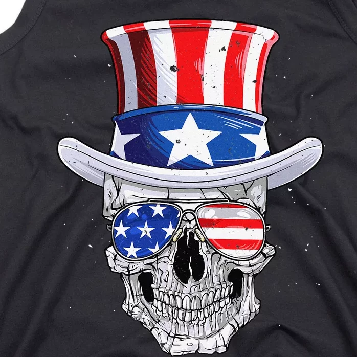 Skull 4th of July T shirt Uncle Sam American Flag Tank Top