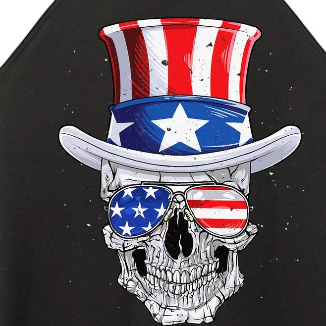 Skull 4th of July T shirt Uncle Sam American Flag Women’s Perfect Tri Rocker Tank