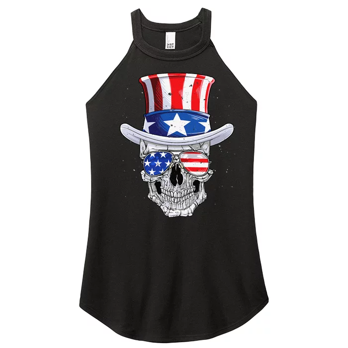 Skull 4th of July T shirt Uncle Sam American Flag Women’s Perfect Tri Rocker Tank