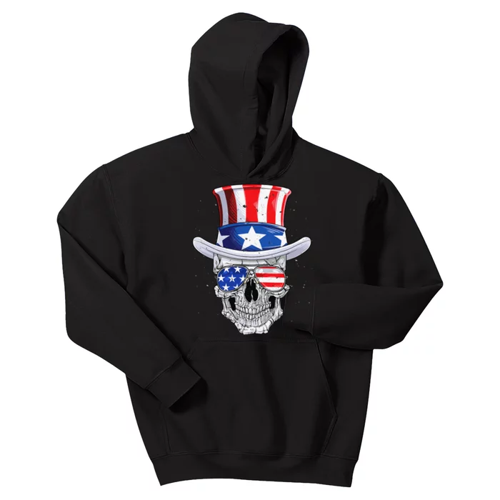 Skull 4th of July T shirt Uncle Sam American Flag Kids Hoodie