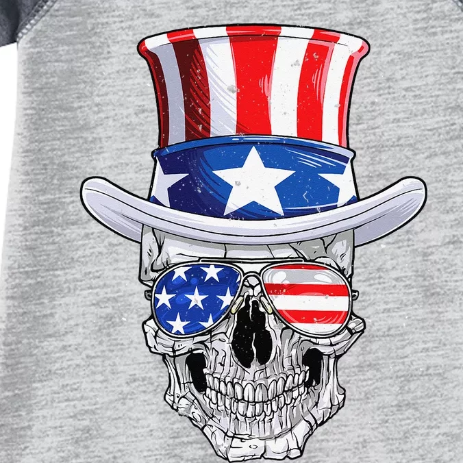 Skull 4th of July Uncle Sam American Flag Infant Baby Jersey Bodysuit