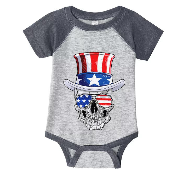 Skull 4th of July Uncle Sam American Flag Infant Baby Jersey Bodysuit