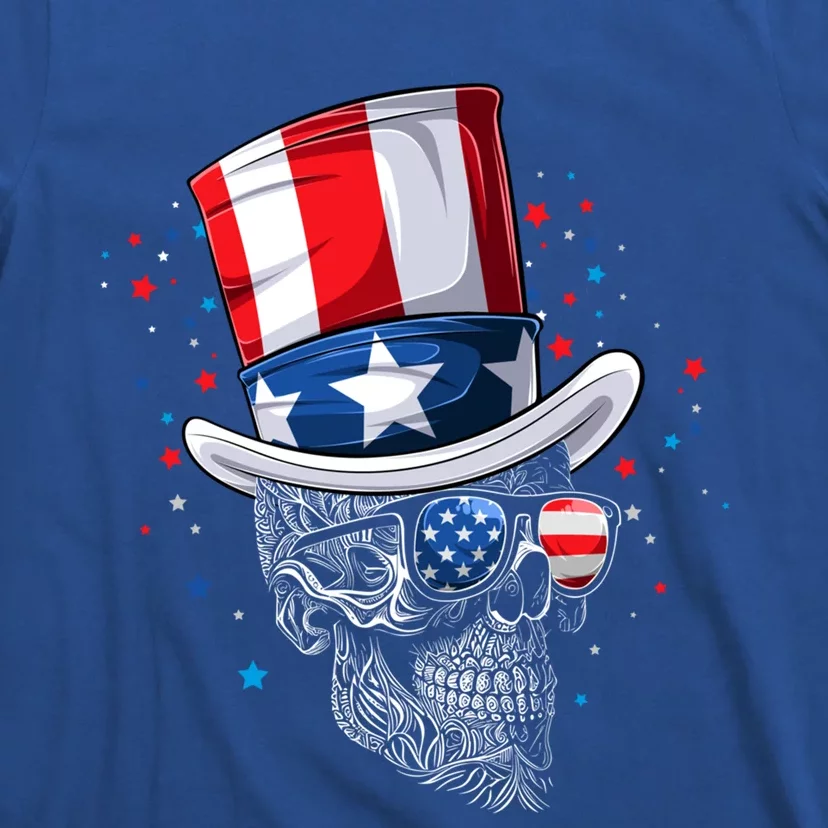 Skull 4th Of July American Flag Sunglasses Gift T-Shirt