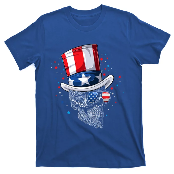 Skull 4th Of July American Flag Sunglasses Gift T-Shirt