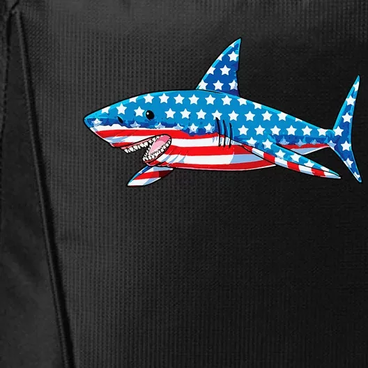 Shark 4th of July American Flag Jawsome City Backpack