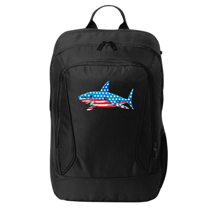 Shark 4th of July American Flag Jawsome City Backpack