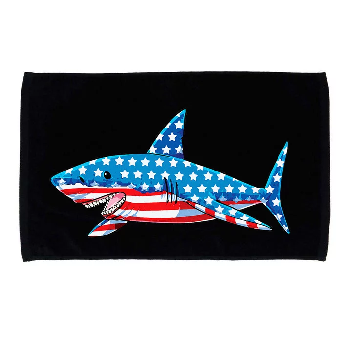 Shark 4th of July American Flag Jawsome Microfiber Hand Towel