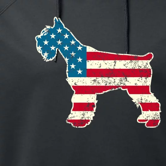 Schnauzer 4th Of July Dog Lover Gifts Usa American Flag Performance Fleece Hoodie