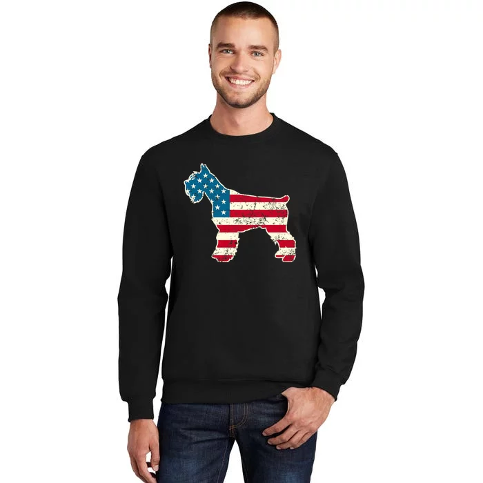 Schnauzer 4th Of July Dog Lover Gifts Usa American Flag Tall Sweatshirt