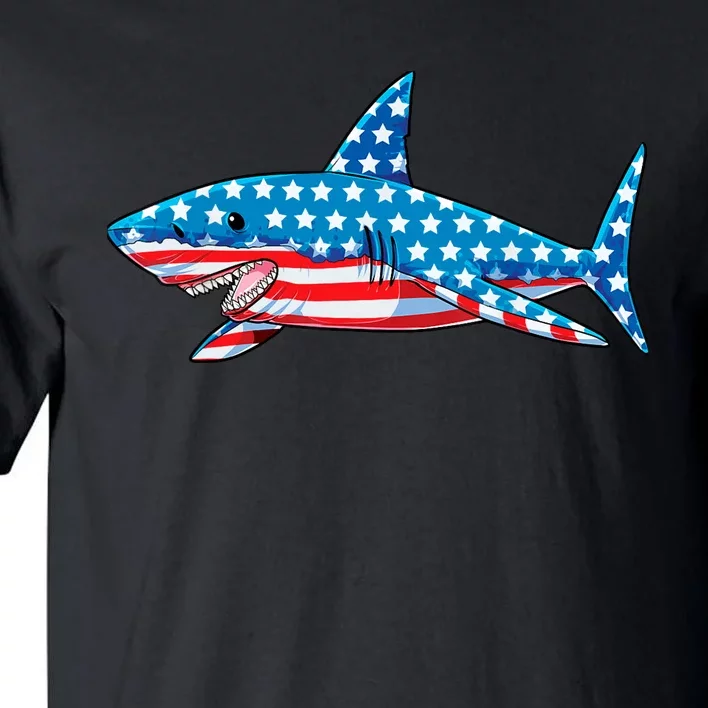 Shark 4th of July American Flag Boy Tall T-Shirt