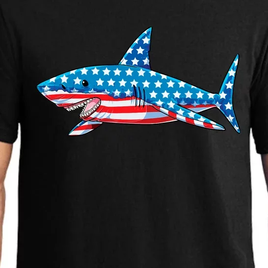 Shark 4th of July American Flag Boy Pajama Set