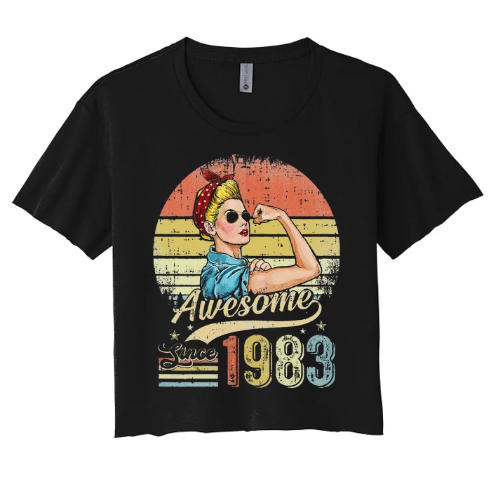 S 40 Year Old Awesome Since 1983 40th Birthday Gifts Women's Crop Top Tee